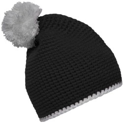 MB7964 Pompon Hat with Contrast Stripe