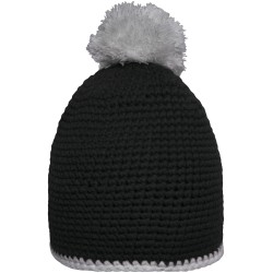 MB7964 Pompon Hat with Contrast Stripe