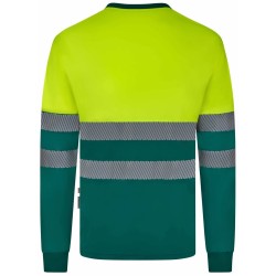 305645 Long-sleeve two-tone cotton T-shirt with segmented tape