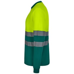 305645 Long-sleeve two-tone cotton T-shirt with segmented tape