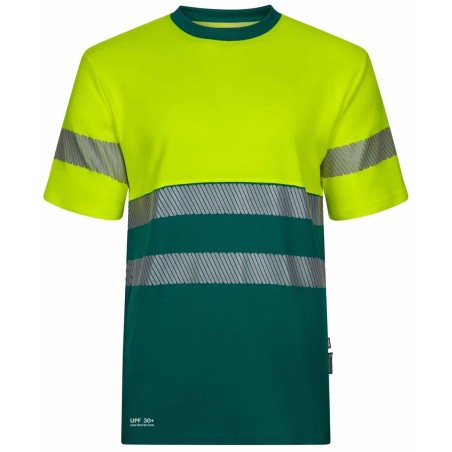 305643 Short-sleeve two-tone cotton T-shirt with segmented tape