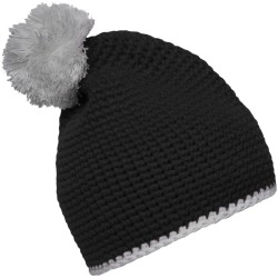 MB7964 Pompon Hat with Contrast Stripe